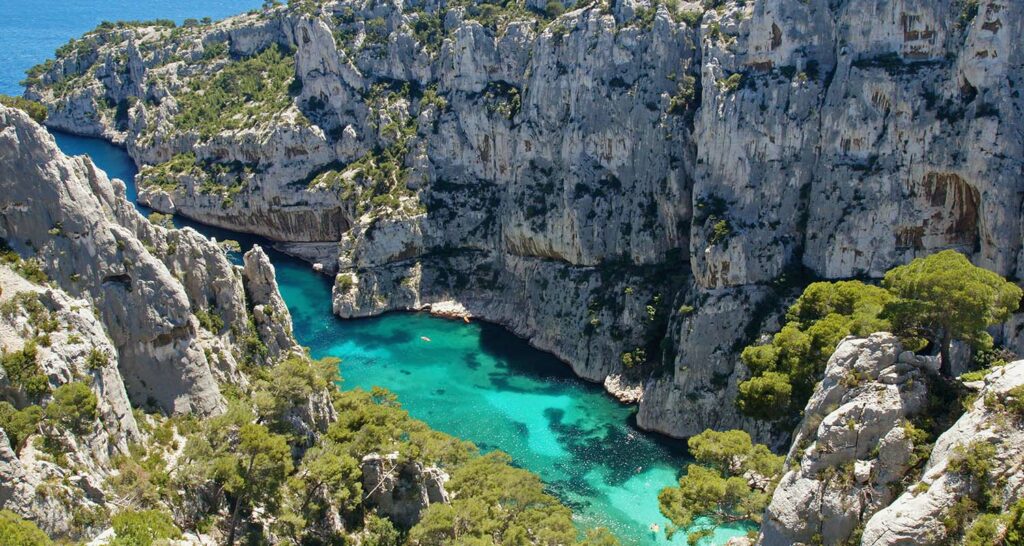 Calanques de Cassis, vue aérienne