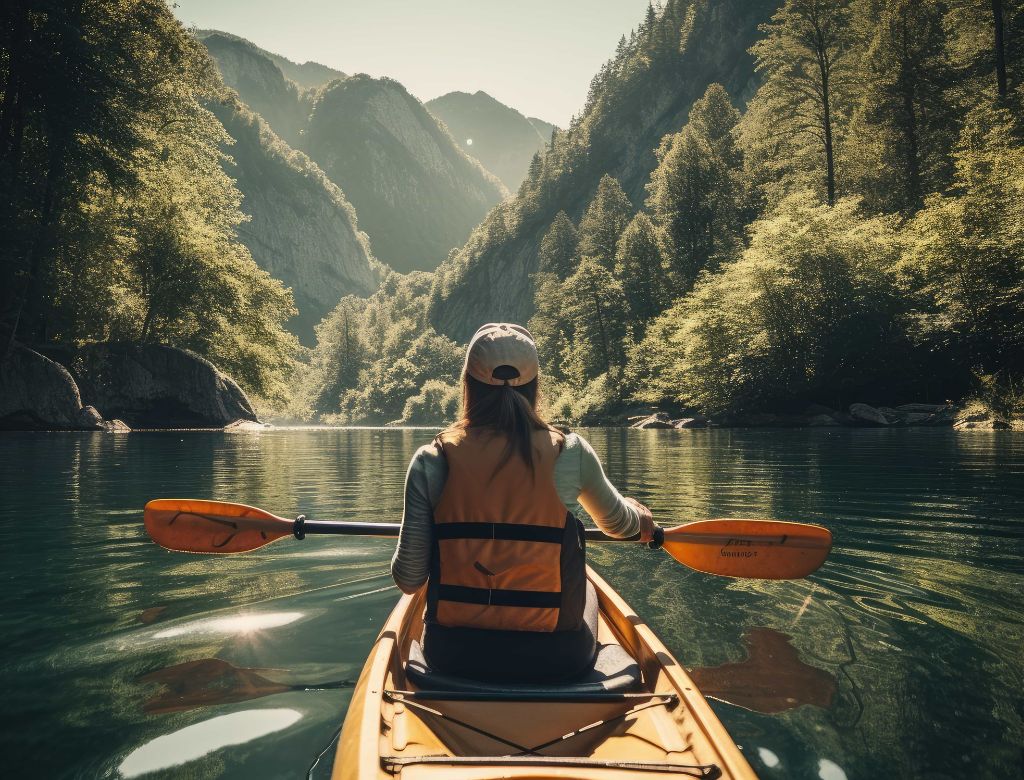 femme dans un canoe sur une rivière