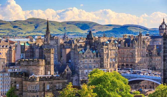 Mountain view point over Edinburgh city.