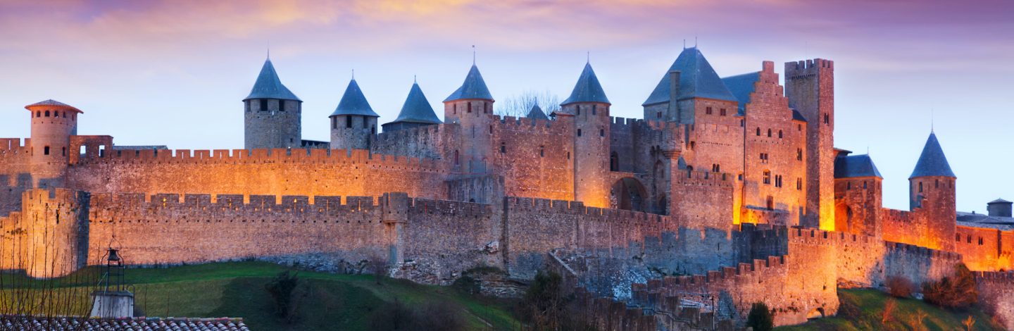 Castle in sunset time.  Carcassonne, France