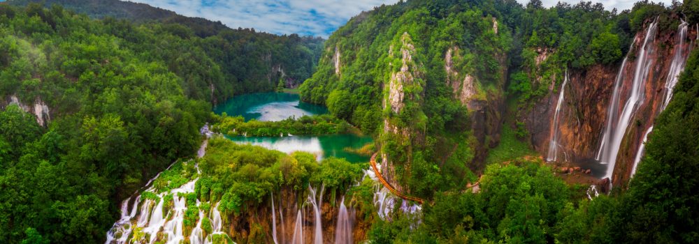 panorama of Plitvice waterfalls panorama of Plitvice waterfalls