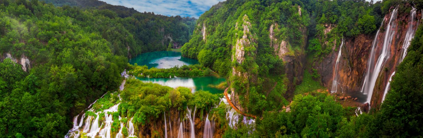 panorama of Plitvice waterfalls