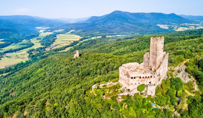 Ortenbourg and Ramstein castles in the Vosges Mountains, the Bas-Rhin department of France