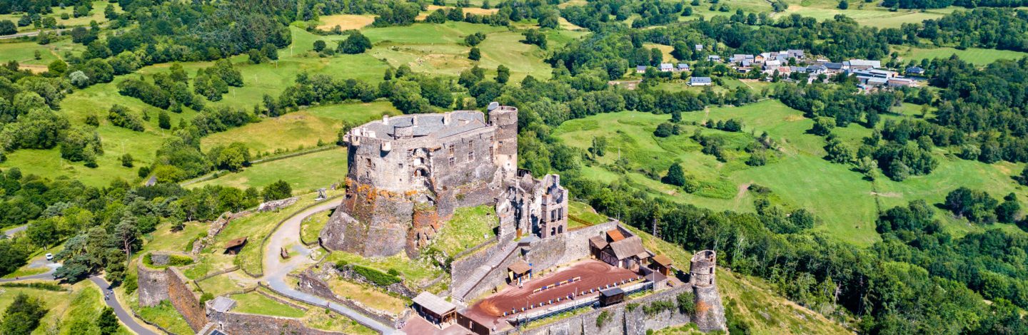 The Chateau de Murol, a medieval castle in the Puy-de-Dome department of France
