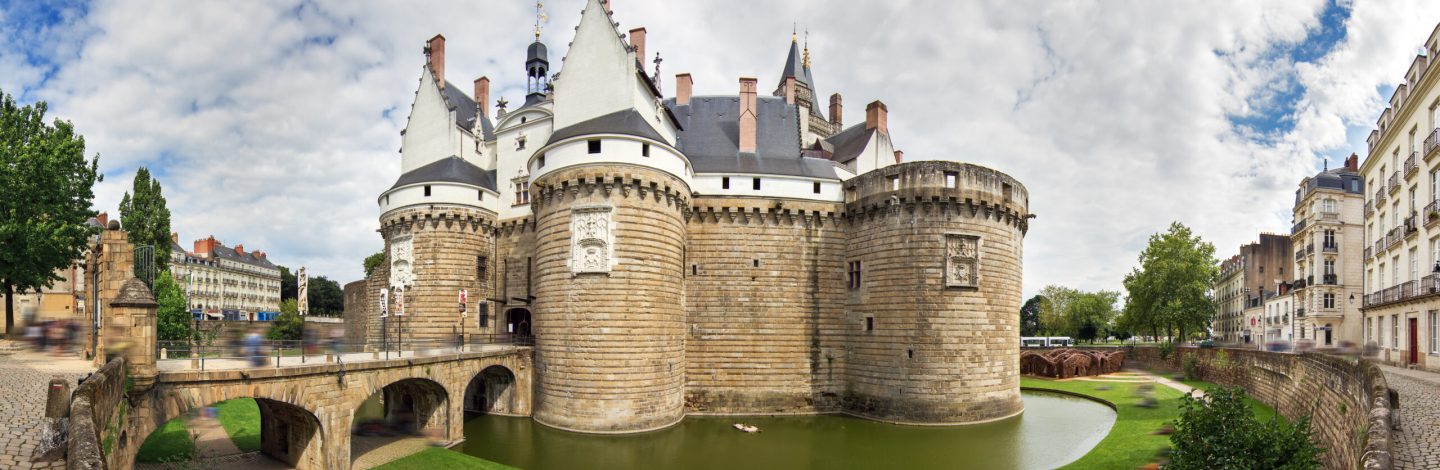 Beautiful panoramic cityscape view of The Château des ducs de B