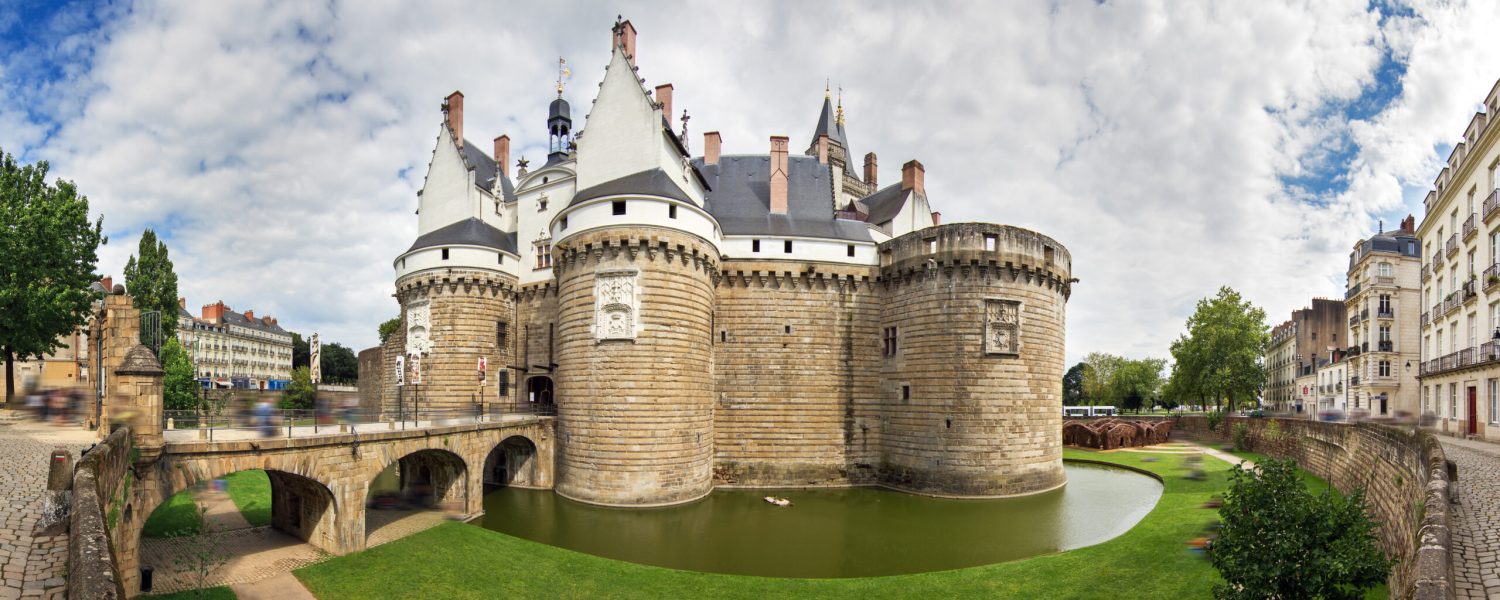 Beautiful panoramic cityscape view of The Château des ducs de B