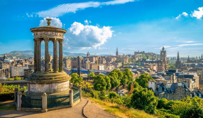 landscape of calton hill, edinburgh, uk