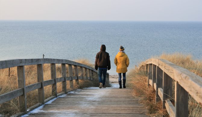 mother and son - go by the sea