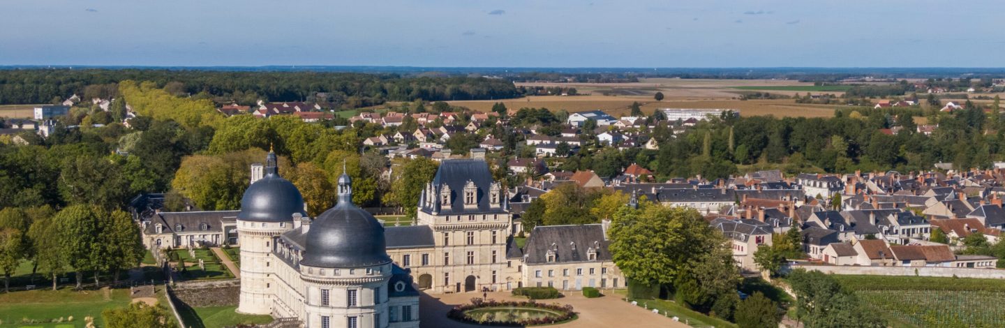 Aerial view of Chateau de Valencay in Loire Valley, Centre-Val de Loire, France