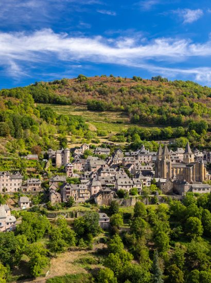 UNESCO village of  Conques-en-Rouergue in Aveyron department, France