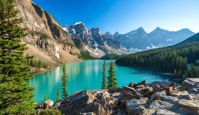 Banff National Park beautiful landscape. Moraine Lake in summer