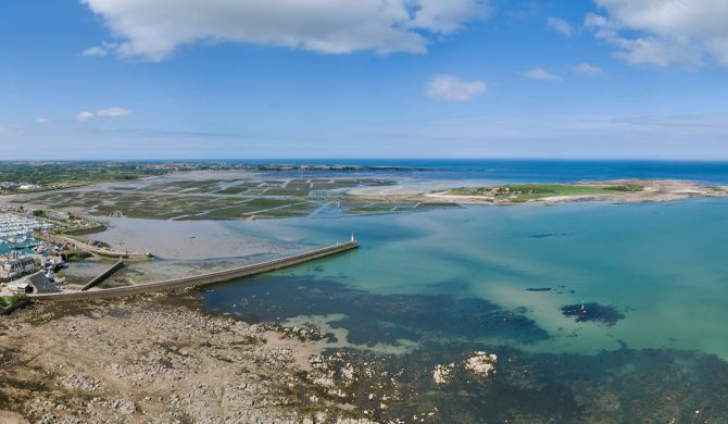 Panaramic Aerial View of Saint-Vasst-La-Hougue & ile de tatihou