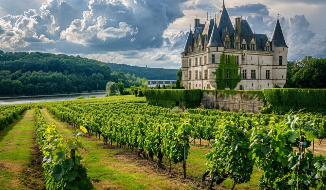 Captivating panoramic shot of picturesque vineyards in the enchanting loire valley, france