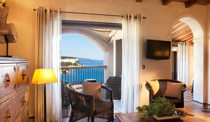 Chambre avec vue sur la mer de l'hotel u capu biancu